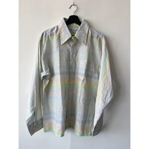Vintage Kmart Shirt Mens XL Pastel Striped Button Down Permanent Press 70s Disco